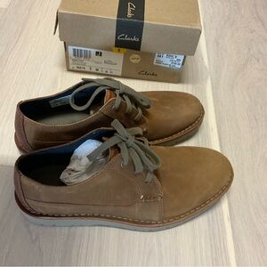 Clarks Vargo Plain Dark Tan Leather shoes 8M
